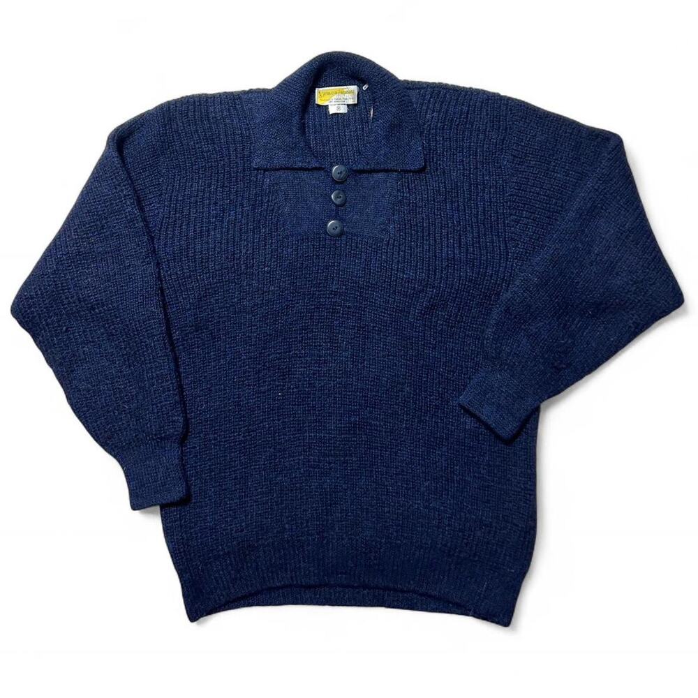 Artesanías Pachamama 100% Alpaca Wool Hand Knit Polo Sweater Jumper Medium